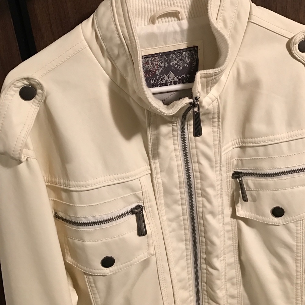 NWOT varsity/military/bomber faux leather jacket - Picture 3 of 4