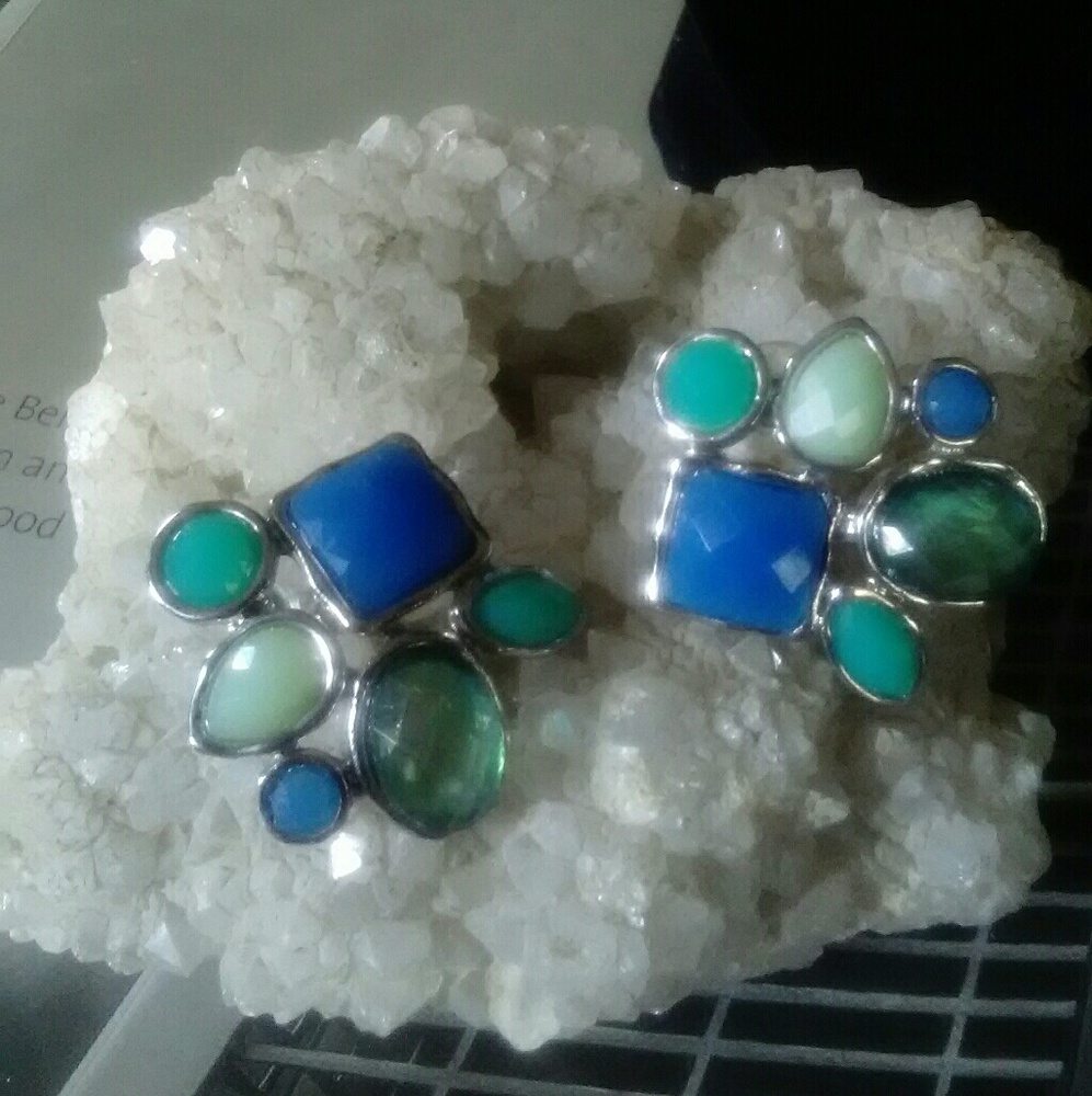 Faux Crystal and turquoise multi stone earrings