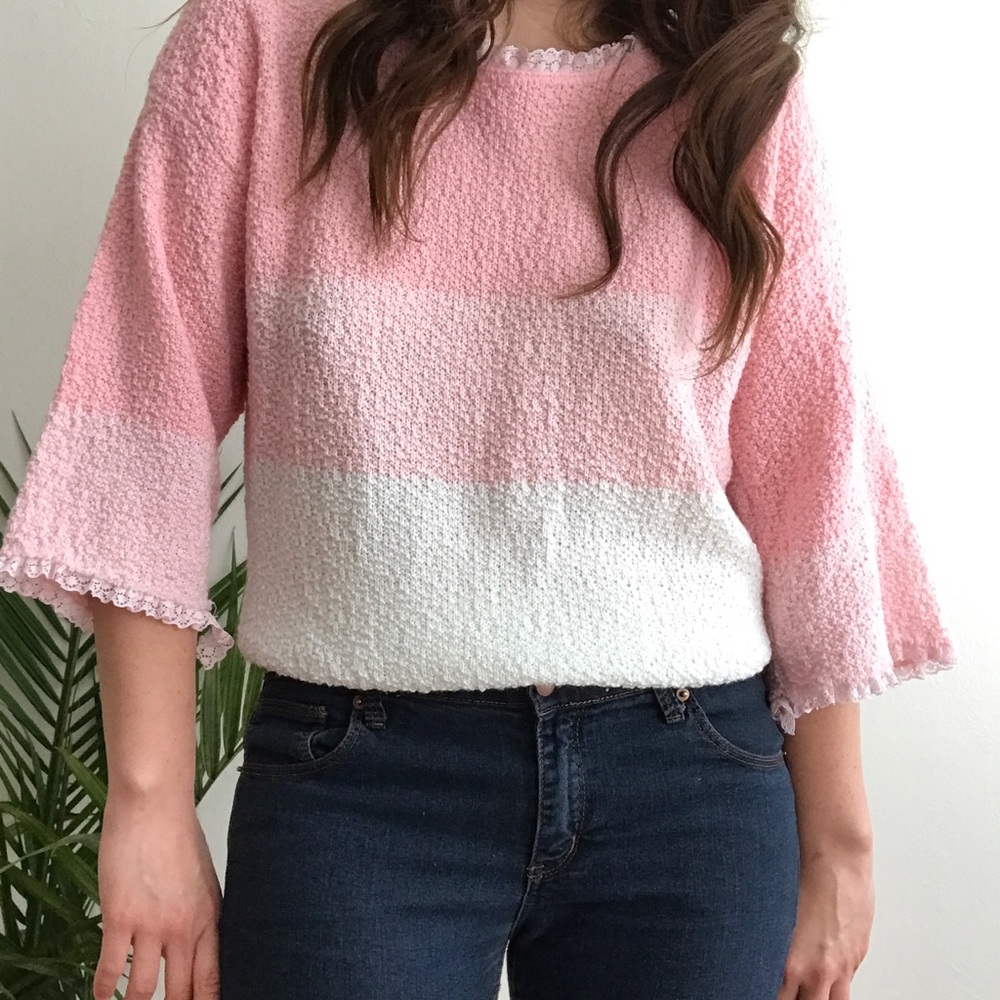 vintage pink ruffle top