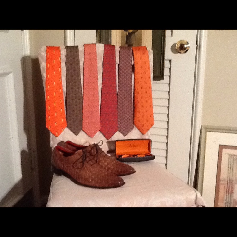 🏅🏅 🏅🏅🏅🏅6 ties. Vintage HERMES Silk neckwear 🍷🍷 🍷🍷🍷🍷
