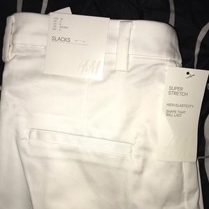 H & M White Fitted Slacks