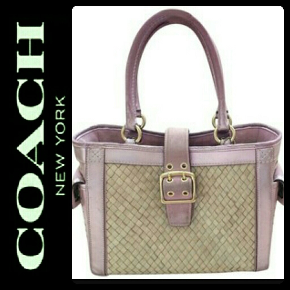 Coach Straw Leather Tote Bag - Picture 5 of 16