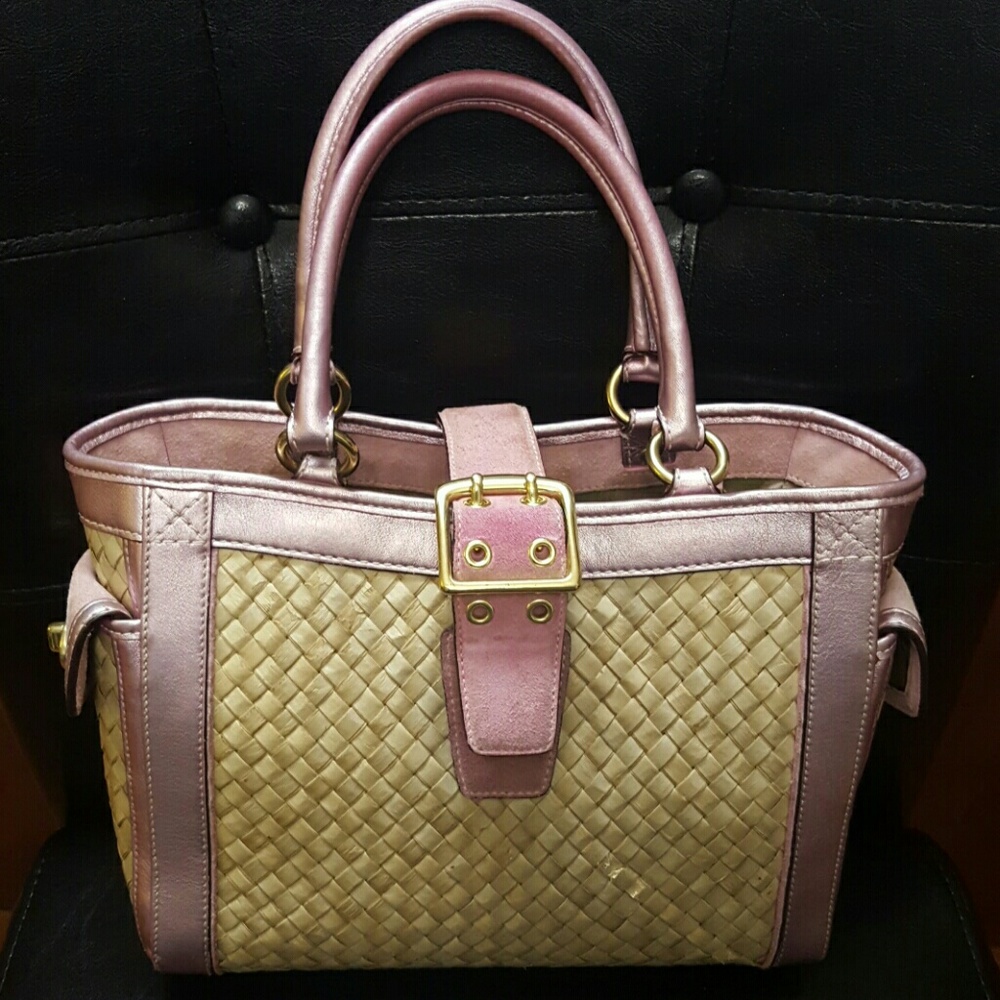 Coach Straw Leather Tote Bag - Picture 6 of 16