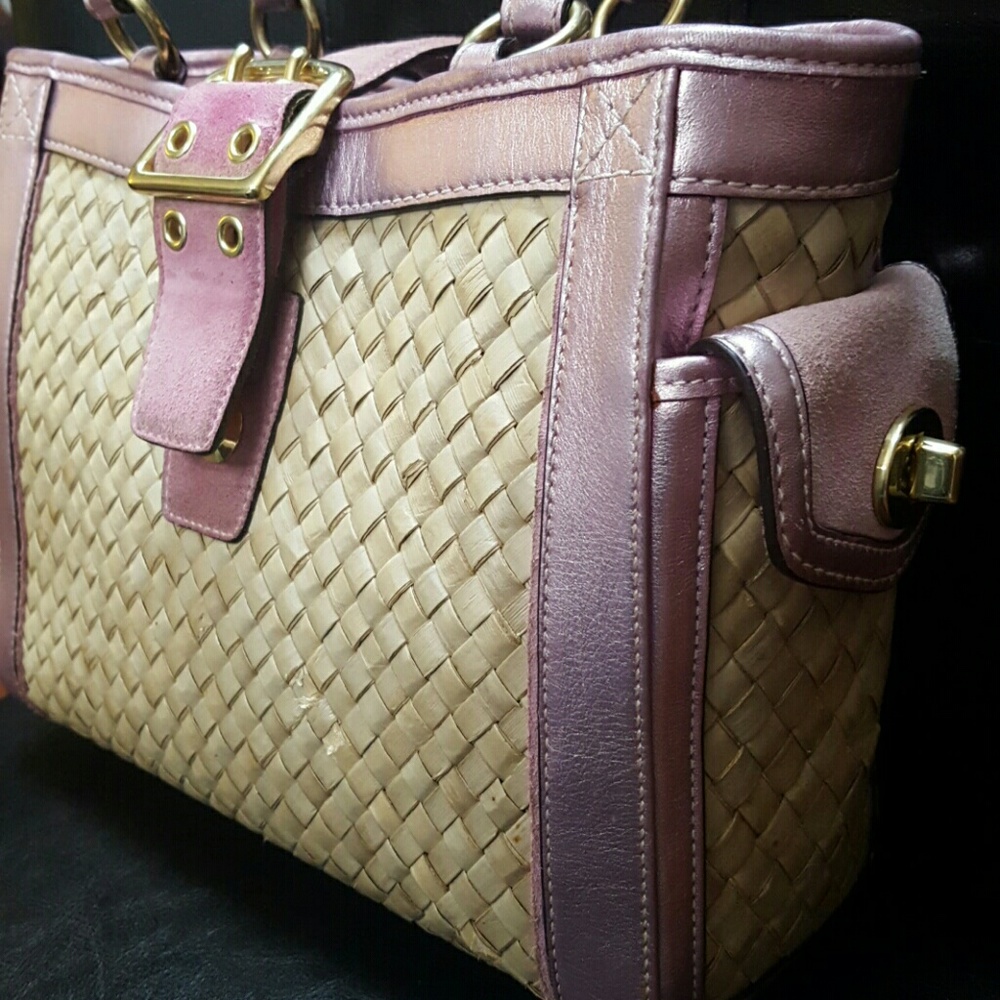 Coach Straw Leather Tote Bag - Picture 7 of 16