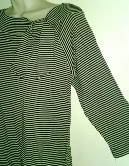 Erica stride tan black wide neck 3/4 sleeves top - Picture 2 of 4