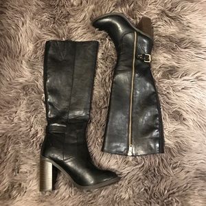 Black leather boots