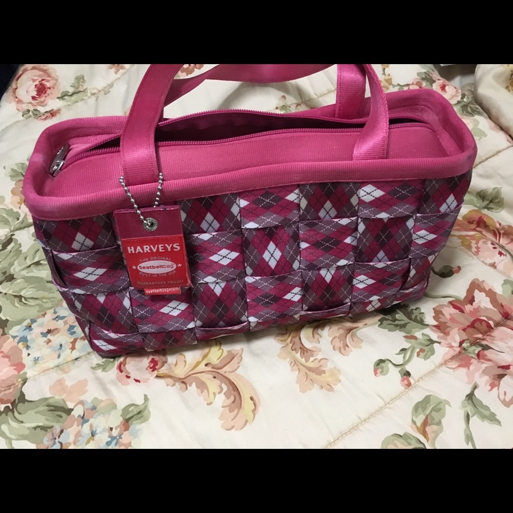 Harvey's seatbelt purse plaid pink shoulder bag