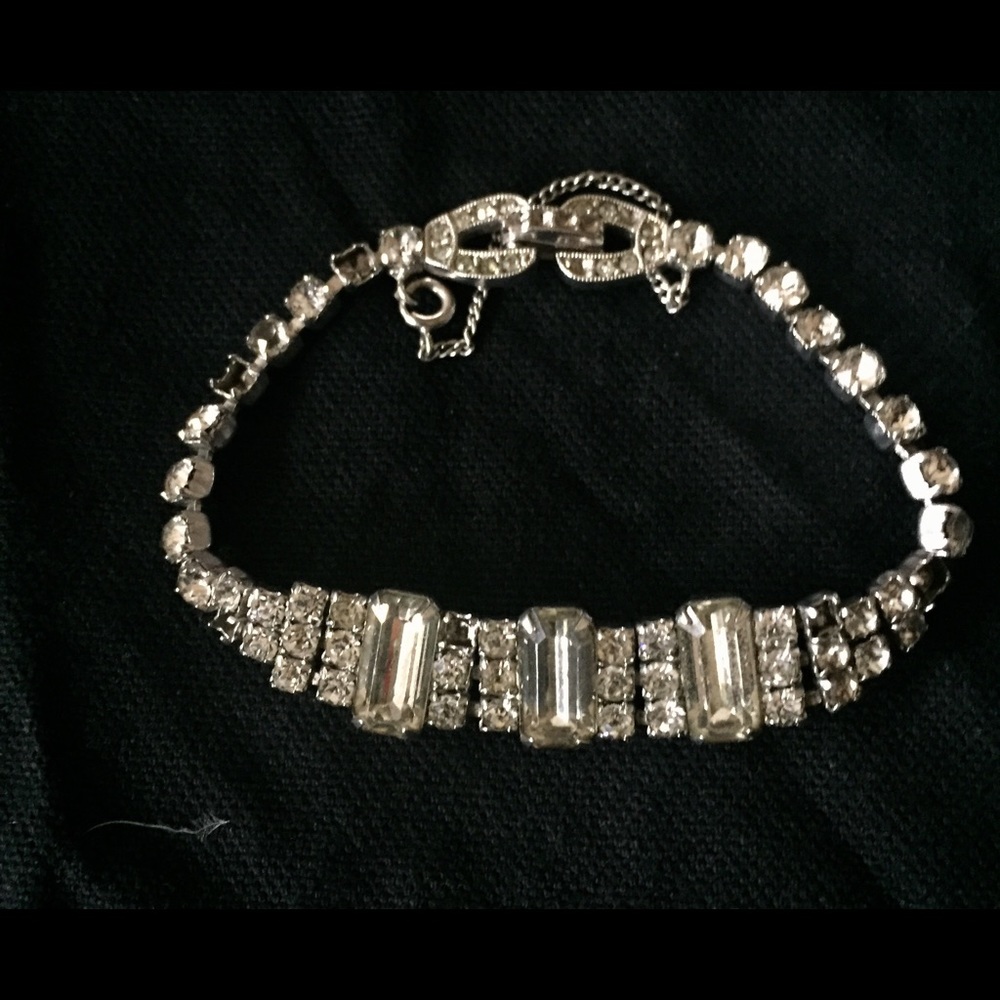 Sold Vintage Glam! Kramer Rhinestone Baguette Bracelet