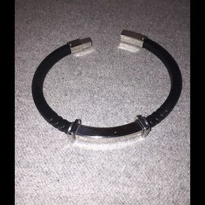 Men's Stainless ID Tube Black Rubber Bracelet