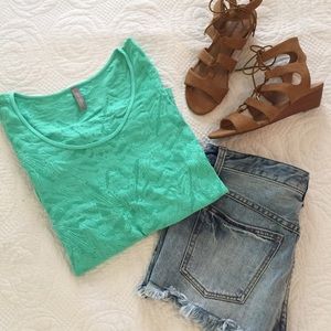 SALE🌼Fitted mint green eyelet style long-sleeve