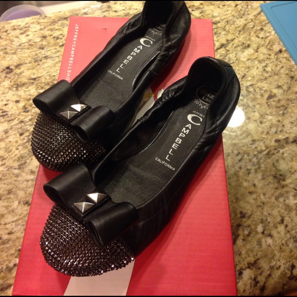 Black leather Jeffery Campbell Flats