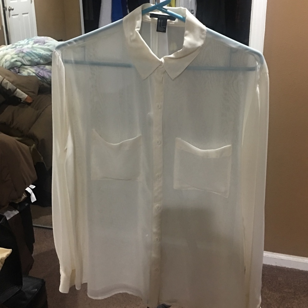 Creme Silk Button Down Shirt