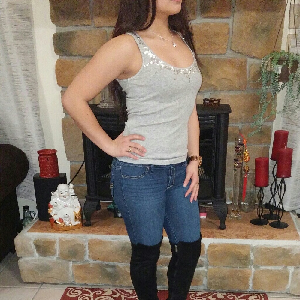 EXPRESS: Tank Top with Neckline Sequence NEW XS