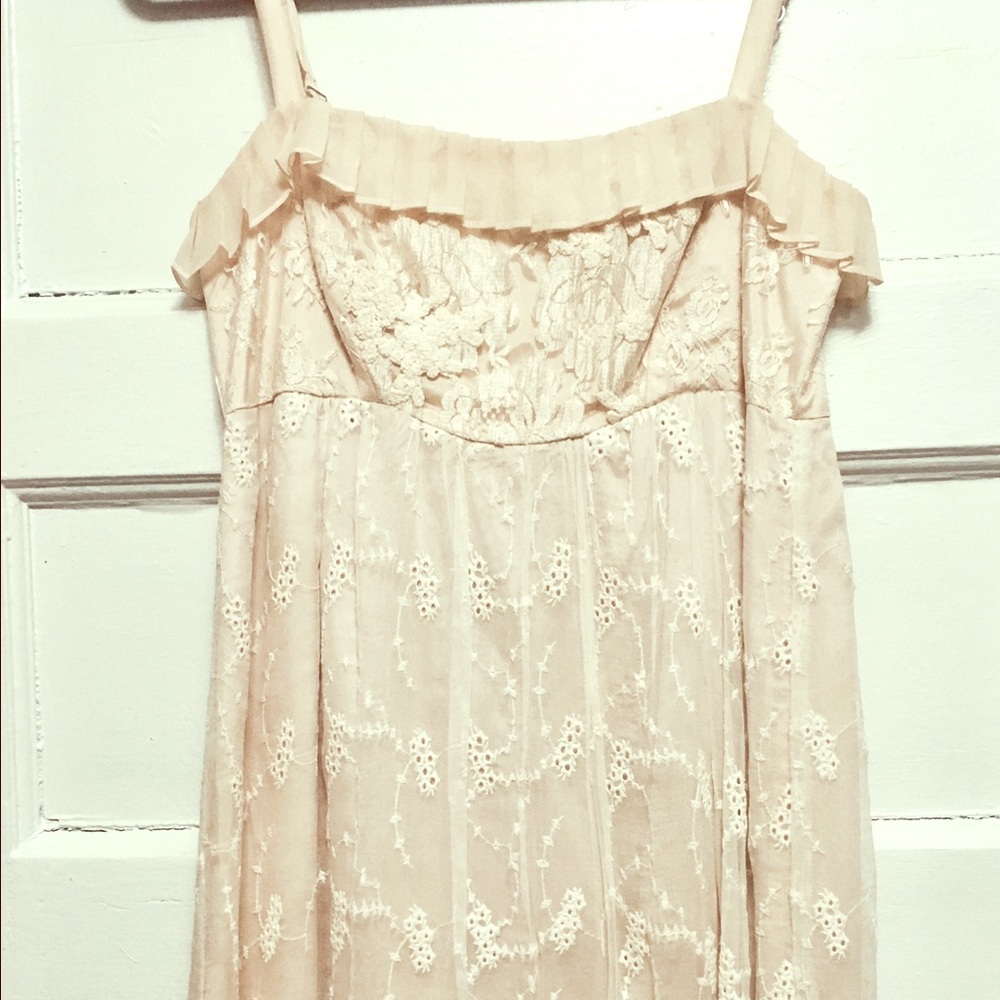 Anthropologie cream lace dress