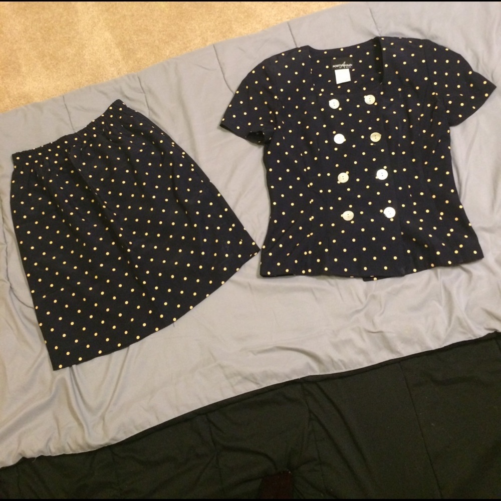 Polka-Dotted Jacket & Skirt Set