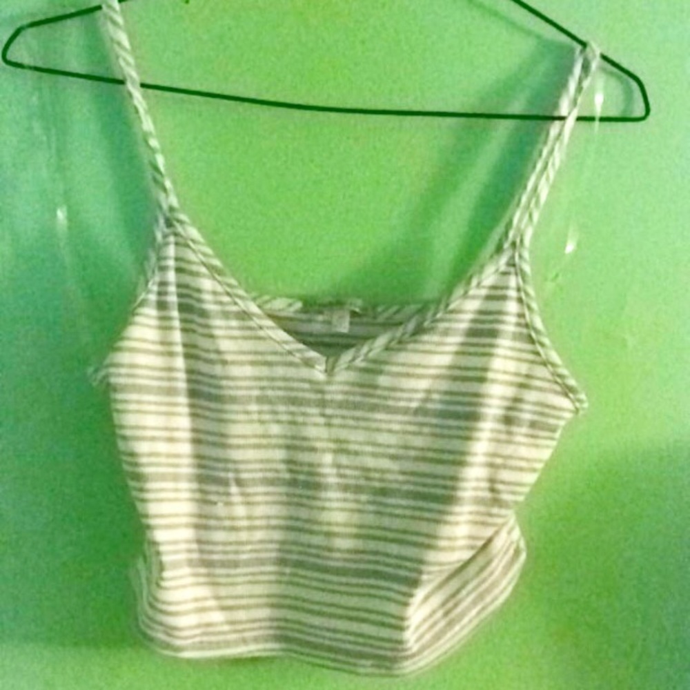 SOLD Blue Grey Striped Crop Tank