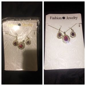 Ruby red & gold . Jewelry set