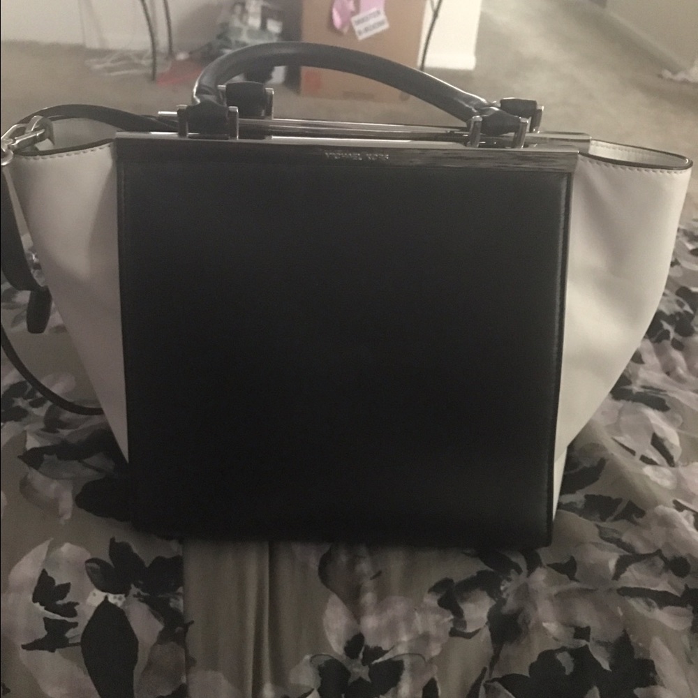 Michael Kors large black and white cross body
