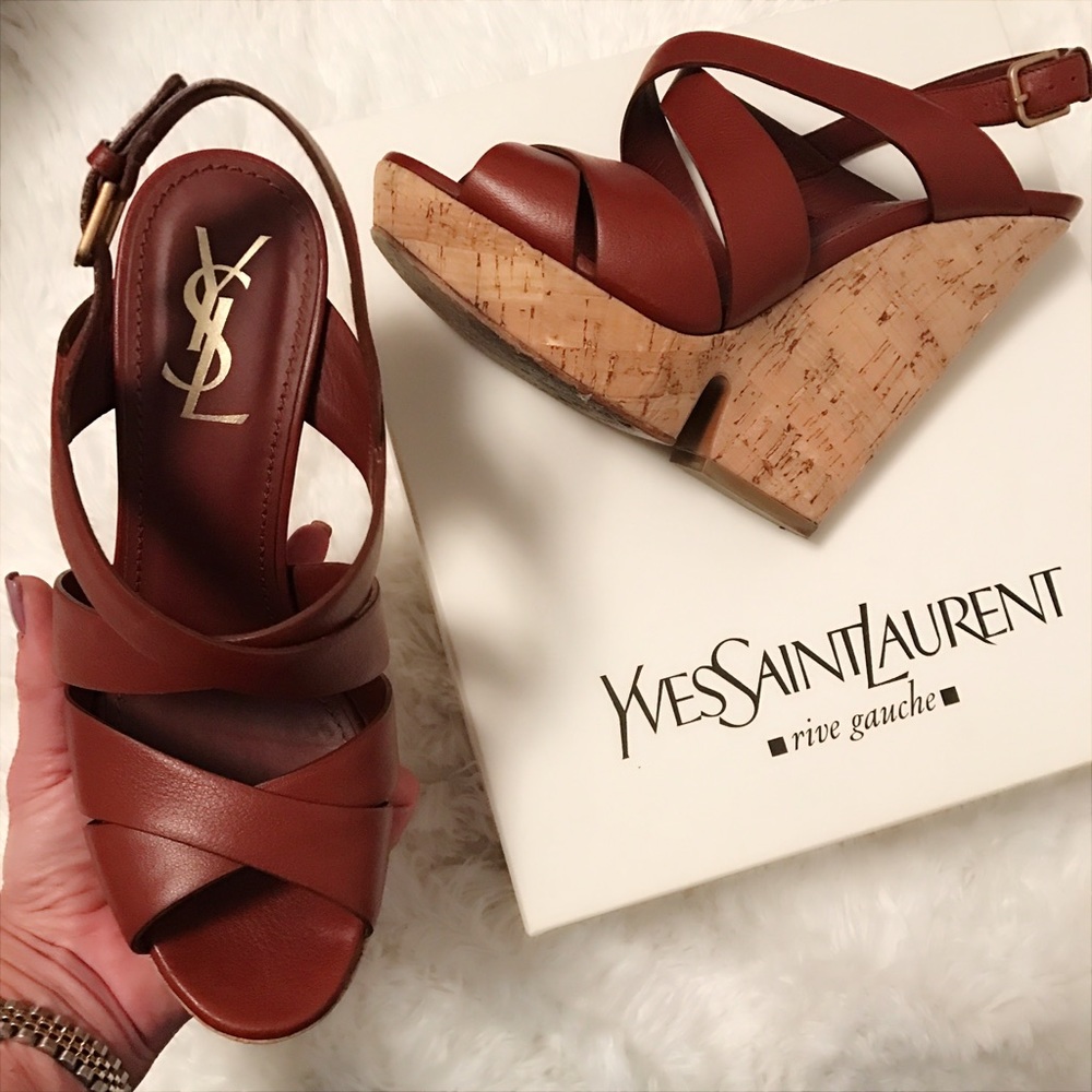 SOLD! YSL 🌹 DEAUVILLE WEDGE TURILLION LEATHER - Picture 1 of 8