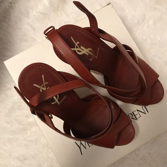 SOLD! YSL 🌹 DEAUVILLE WEDGE TURILLION LEATHER - Picture 3 of 8