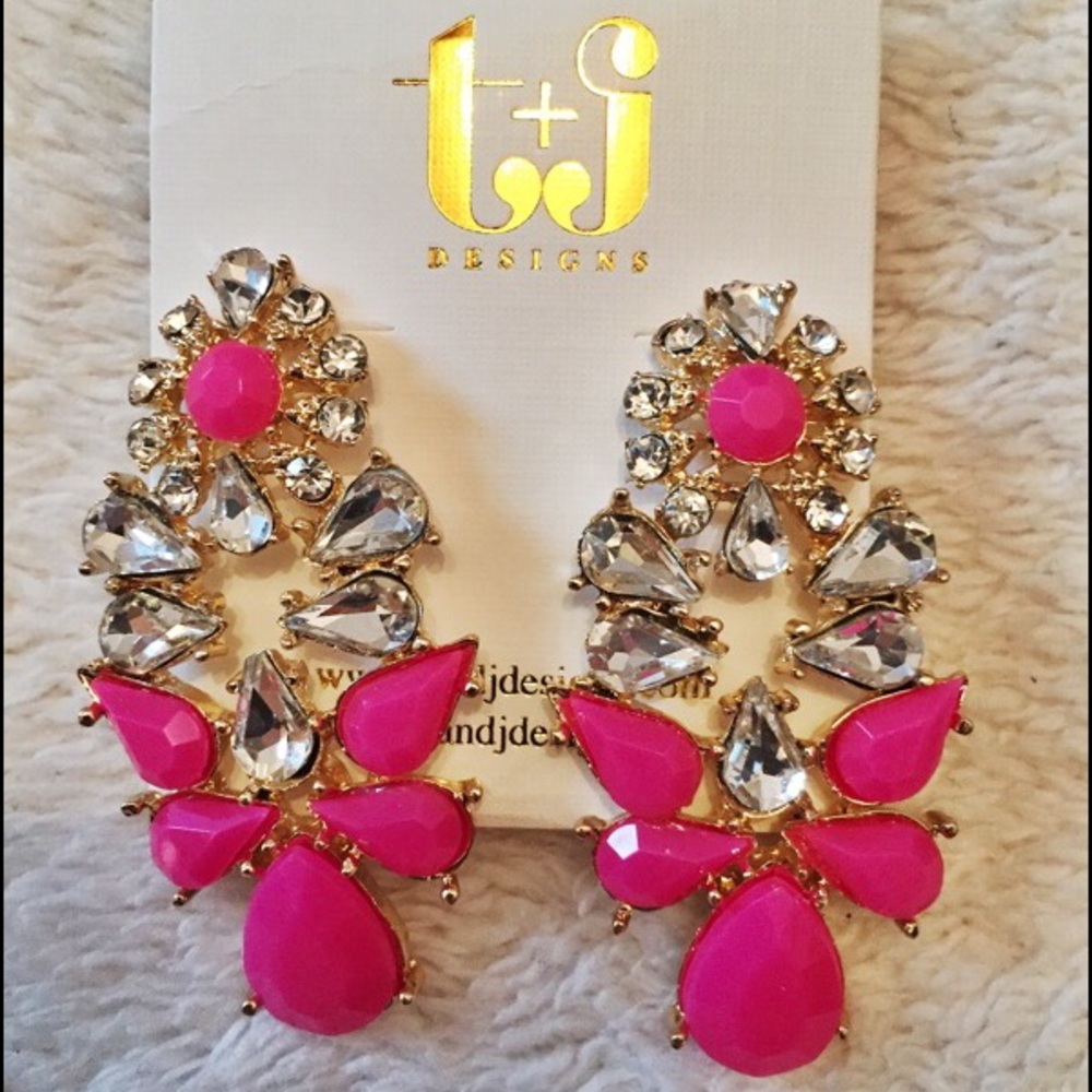 ❗️MUST BUNDLE ❗️Pink Droplet Earrings - Picture 3 of 5