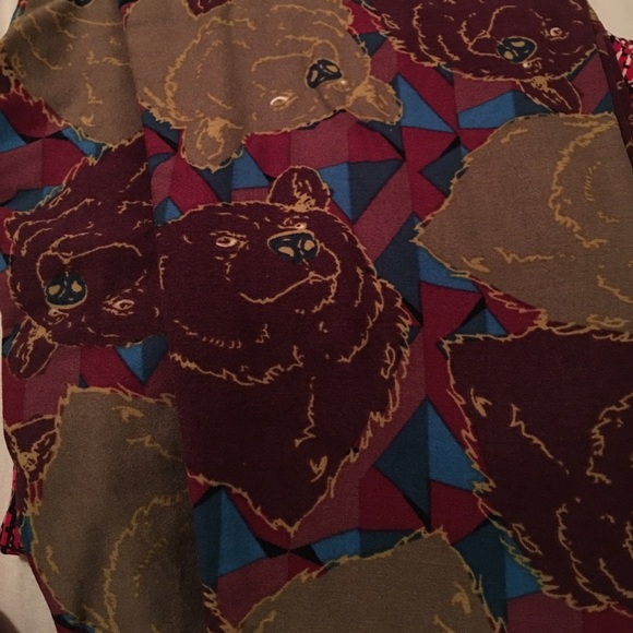 Purple and maroon leggings with brown bears - Picture 1 of 2