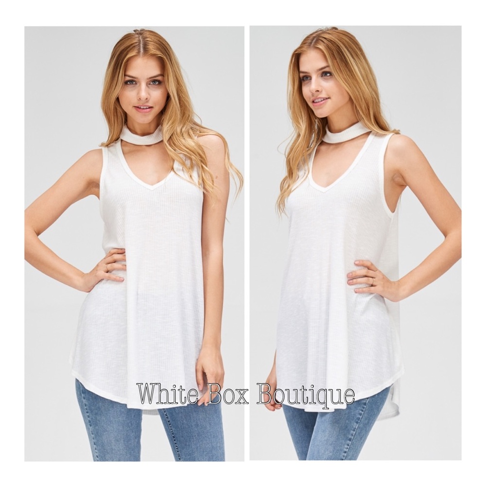 LAST ❗️White Choker Neck Tank - Picture 2 of 4
