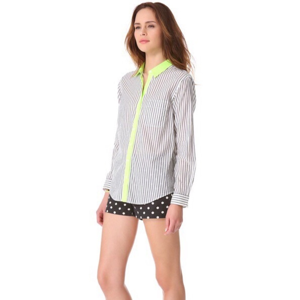 Madewell Neon Striped Collared Shirt