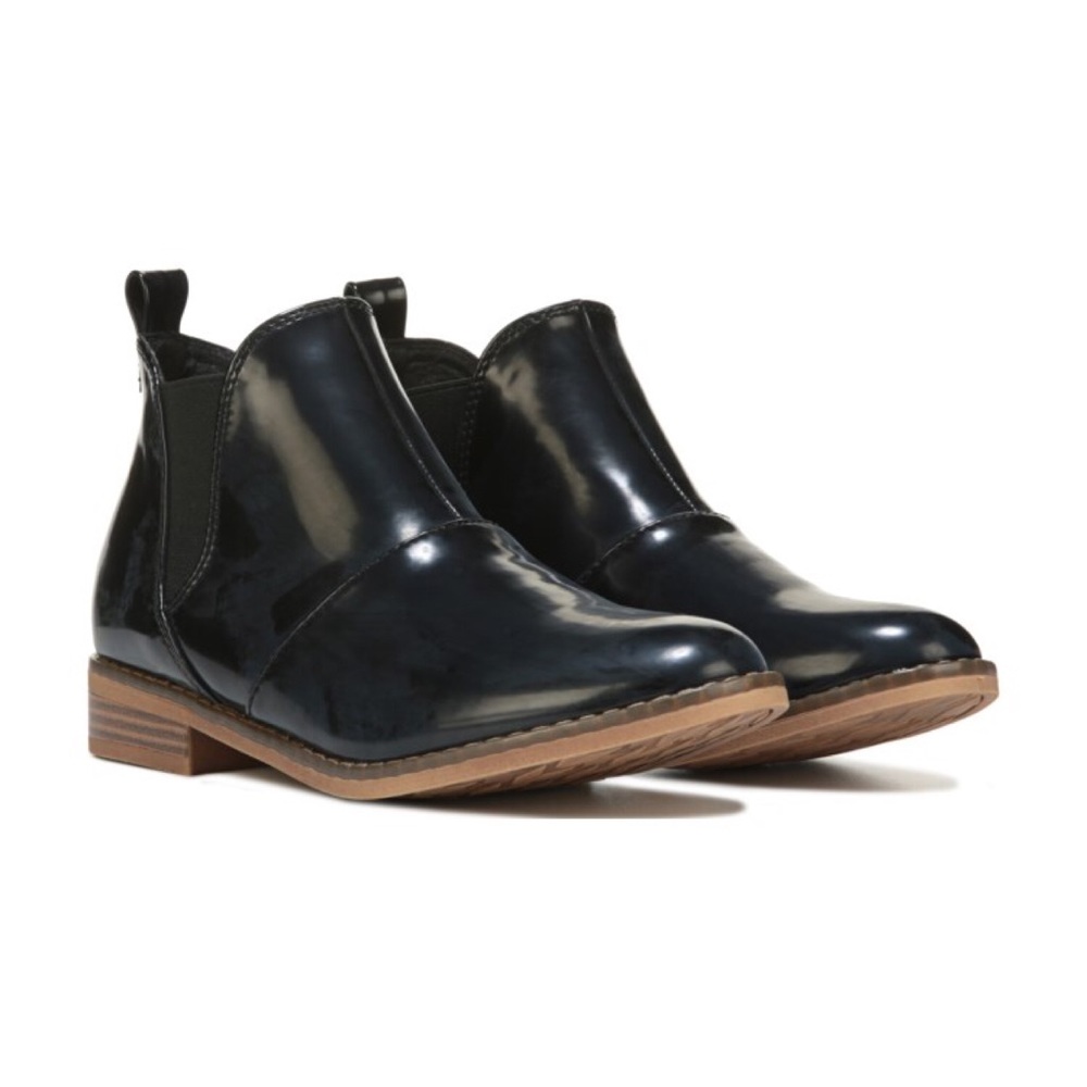 Patent Black Boxed in Boyfriends Bootie - Picture 3 of 4