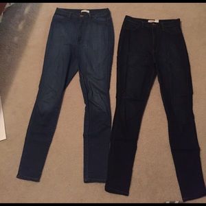 Two pair high waisted jeans