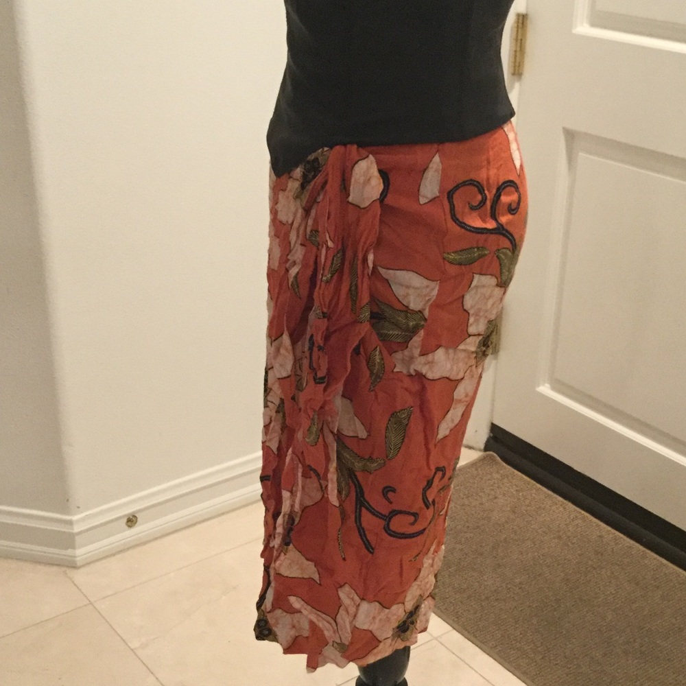 Tropical coral sarong skirt