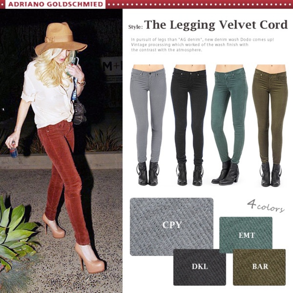 AG Adriano Goldschmied Velvet Corduroy Legging 26