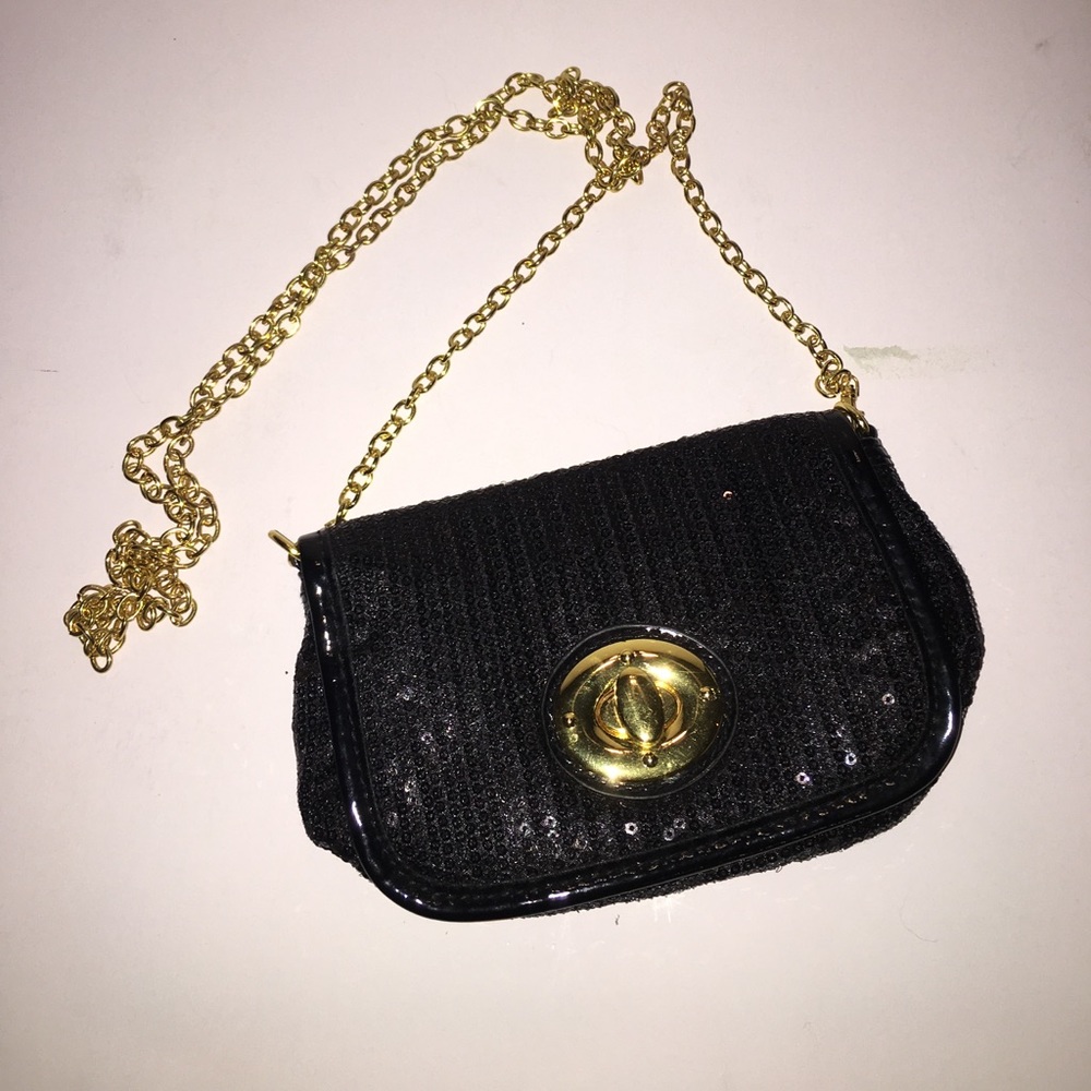 Black Sequin Cross Body Bag