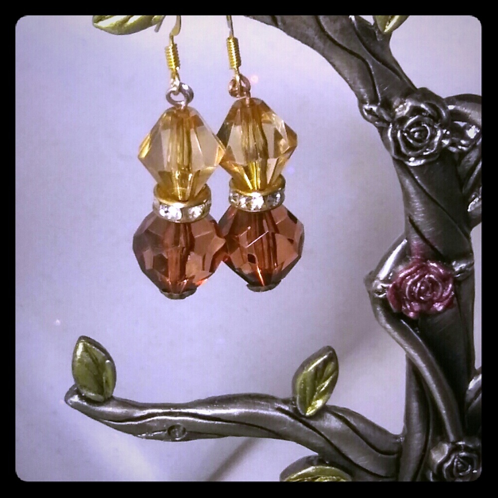 Beautiful Amber and topaz earrings