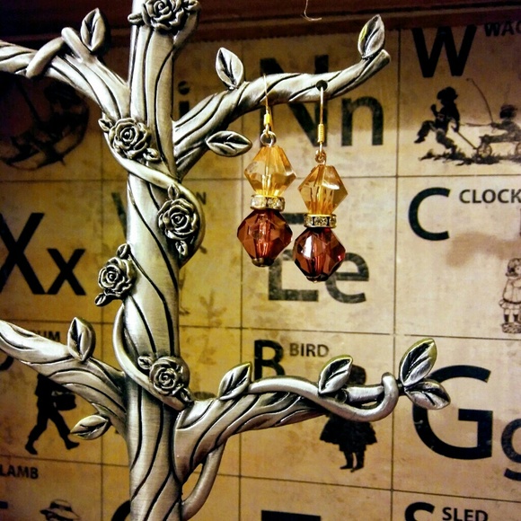 Beautiful Amber and topaz earrings - Picture 3 of 3