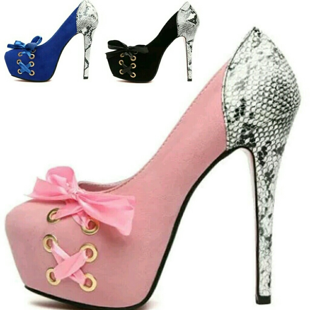 Womens Bow Platform Stiletto Heels