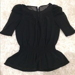 ❌SOLD❗️❌Black Sheer Midi Sleeve Top