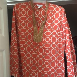 Orange with gold neck line tunic!!