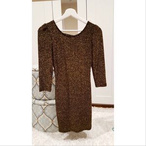 ❌SOLD❗️❌Shimmering Gold Midi Sleeve Mini Dress