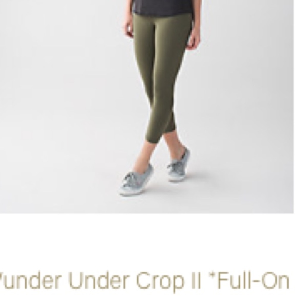 Lululemon olive green wunder under crop 10
