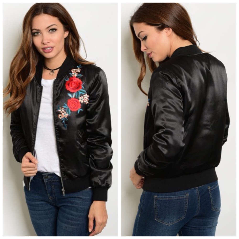 LAST ONE- xl Floral  embroidered bomber