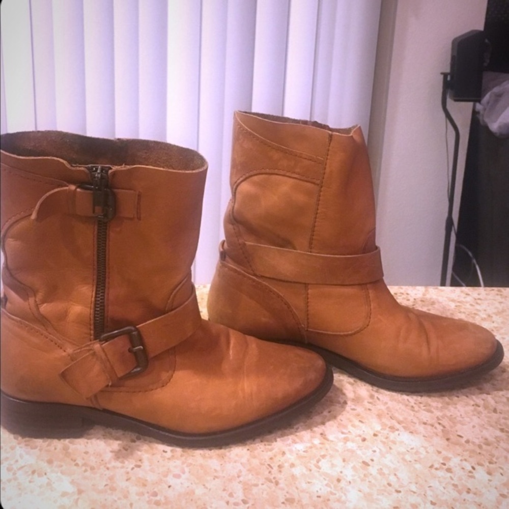 Zara leather biker boots