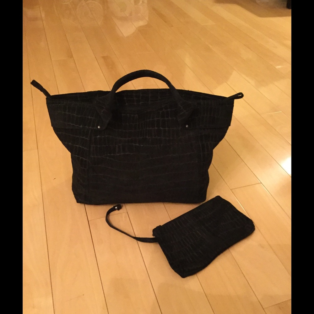Suede black tote