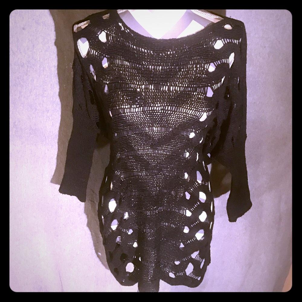 Pretty Angel Black 3/4 Sleeve Sweater, Med