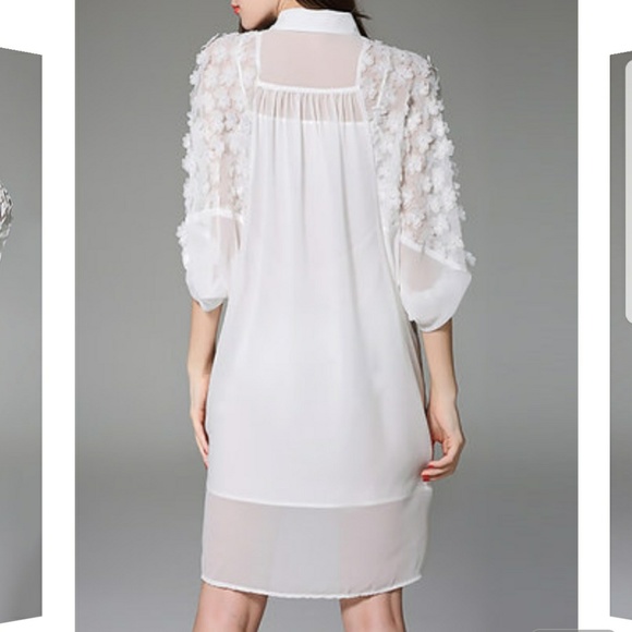 3/4 sleeve shirt dress - Picture 3 of 7