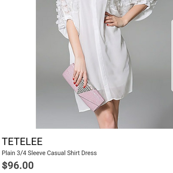 3/4 sleeve shirt dress - Picture 6 of 7