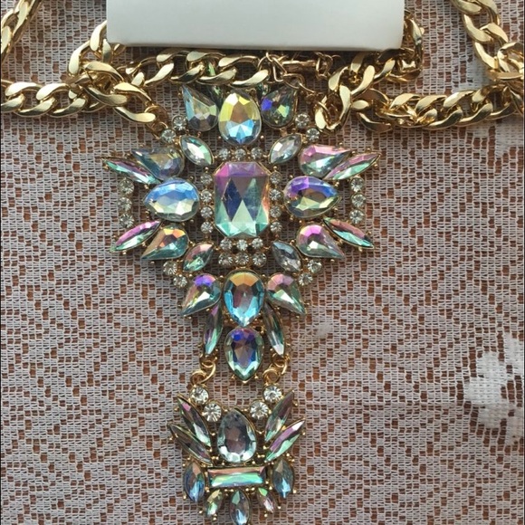 Costume Statement Crystal Necklace Body Chain π - Picture 3 of 4