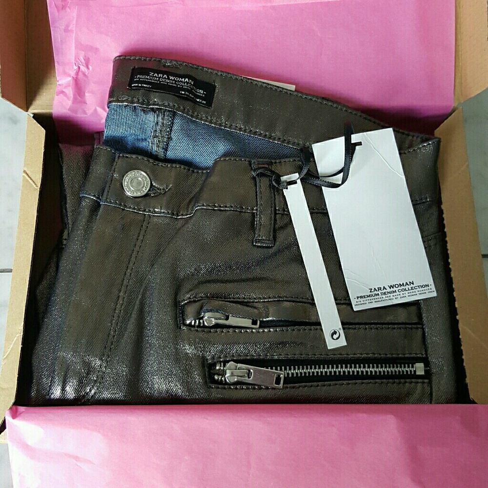 Zara Metallic Zip Biker Trousers - Picture 8 of 8