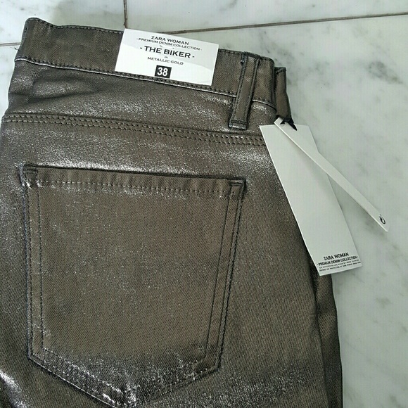 Zara Metallic Zip Biker Trousers - Picture 7 of 8