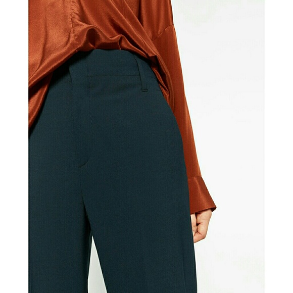 Zara Navy Wool Blend Ankle Trousers - Picture 3 of 6